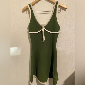 Cider Green and Cream Knit Midi Dress